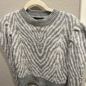 Gray and White Zebra Print Sweater
